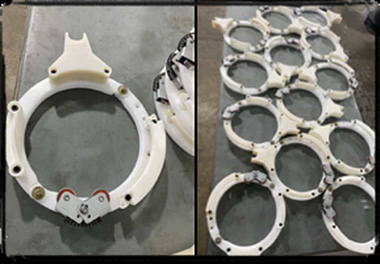 Reverse engineered cable guide rings, production batch